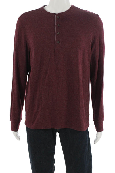 Untuckit Mens Band Long Sleeve Red Crew Neck T Shirt Button Size L