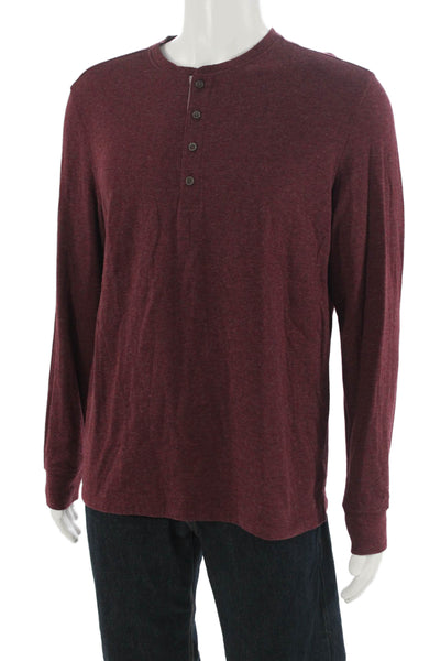 Untuckit Mens Band Long Sleeve Red Crew Neck T Shirt Button Size L