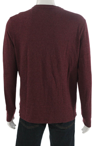 Untuckit Mens Band Long Sleeve Red Crew Neck T Shirt Button Size L