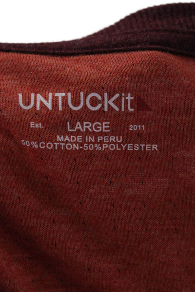 Untuckit Mens Band Long Sleeve Red Crew Neck T Shirt Button Size L