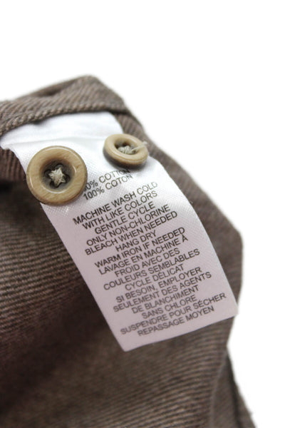 Untuckit Mens Button Front Long Sleeve Collared Pocket Shirt Brown Cotton Large