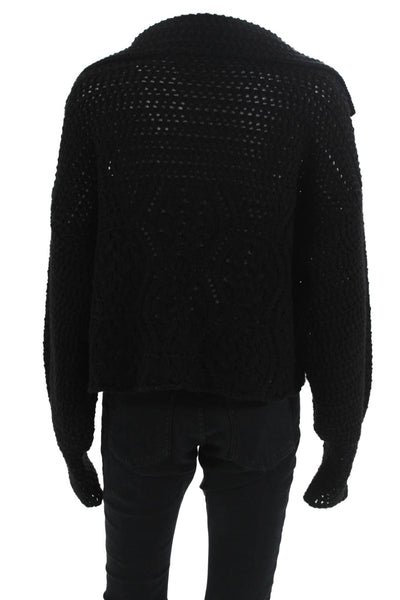 Zara Unisex Bohemian Geometric V-Neck Pullover Sweater Black Long Sleeve Size M