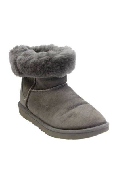 Ugg Womens Slip On Shearling Lined Cuffed Ankle Boots Gray Suede Size 5