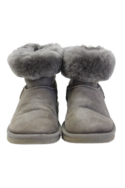 Ugg Womens Slip On Shearling Lined Cuffed Ankle Boots Gray Suede Size 5