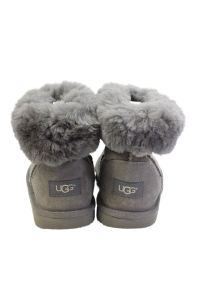 Ugg Womens Slip On Shearling Lined Cuffed Ankle Boots Gray Suede Size 5