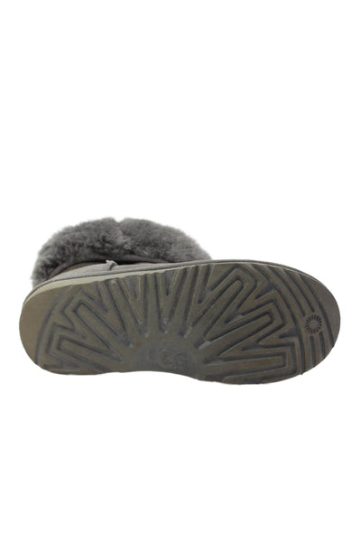 Ugg Womens Slip On Shearling Lined Cuffed Ankle Boots Gray Suede Size 5