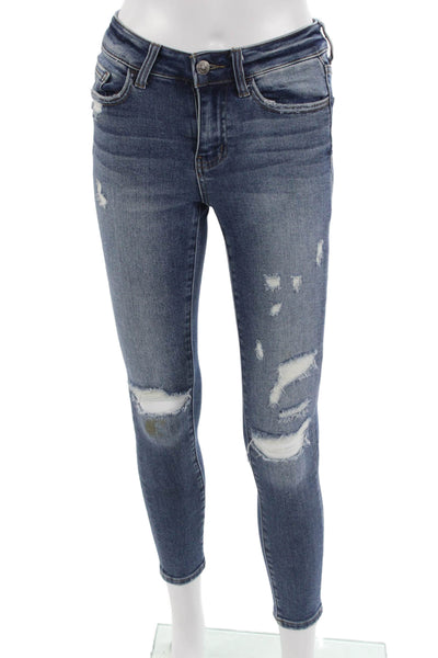 Vervet Women Ankle Skinny Mid Rise Dark Blue Jeans Size 24