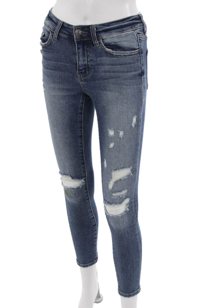 Vervet Women Ankle Skinny Mid Rise Dark Blue Jeans Size 24