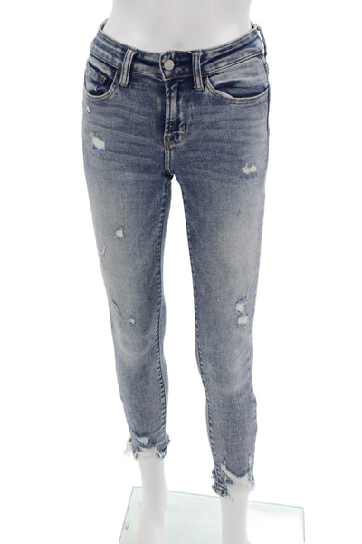 Flying Monkey Womens Ankle Skinny Cropped Light Blue Jeans Low Rise Size 24