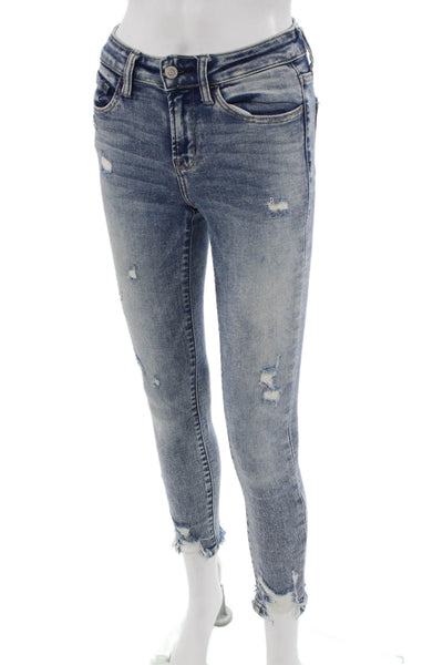 Flying Monkey Womens Ankle Skinny Cropped Light Blue Jeans Low Rise Size 24