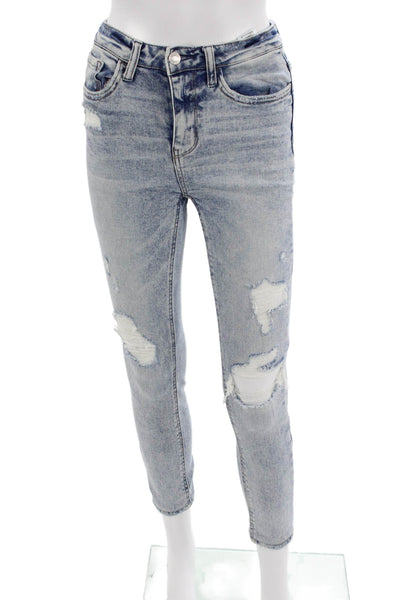 Vervet Womens Ankle Skinny Jeans Light Blue High Rise Button Size 24