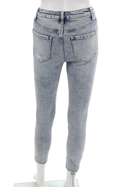 Vervet Womens Ankle Skinny Jeans Light Blue High Rise Button Size 24