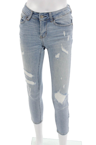 Vervet Women Ankle Cropped Skinny Jeans Light Blue Size 24