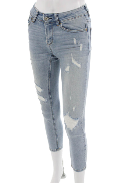 Vervet Women Ankle Cropped Skinny Jeans Light Blue Size 24