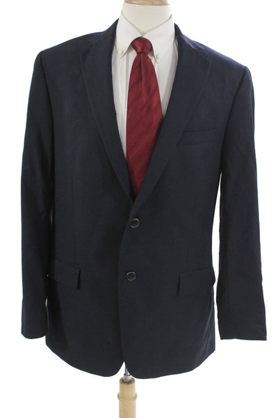 Hart Schaffner Marx Mens 2 Piece Suit Jacket Dark Blue Wool Size 44