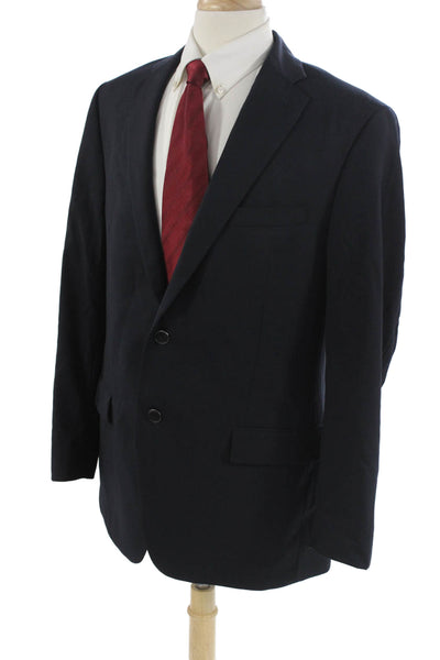 Hart Schaffner Marx Mens 2 Piece Suit Jacket Dark Blue Wool Size 44