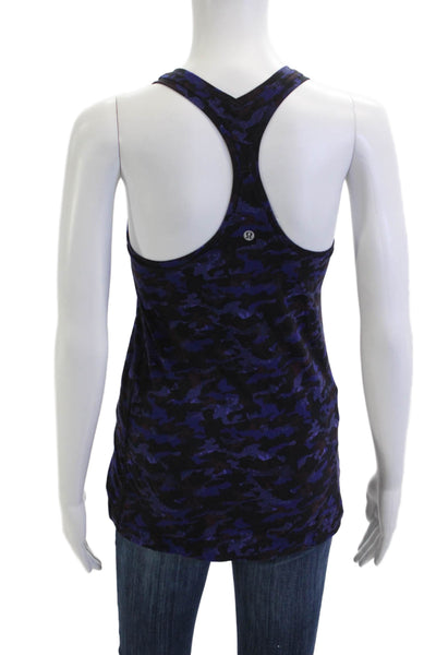 Lululemon Women Black Camouflage Basic Tank Top Nylon Blend Size 6