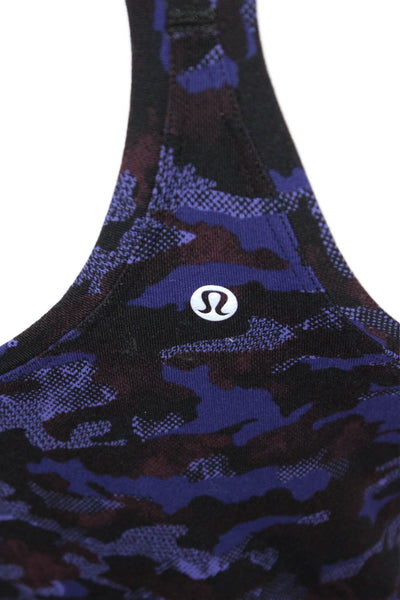 Lululemon Women Black Camouflage Basic Tank Top Nylon Blend Size 6