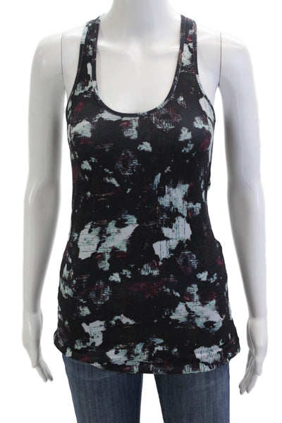 Lululemon Women Black Graphic Tank Round Neck Nylon Blend Size 6