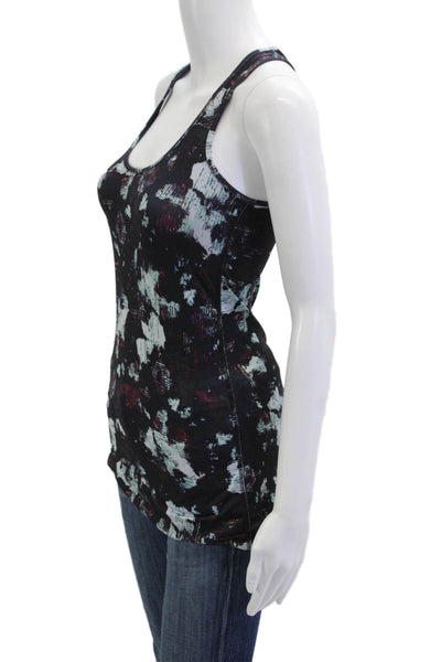 Lululemon Women Black Graphic Tank Round Neck Nylon Blend Size 6