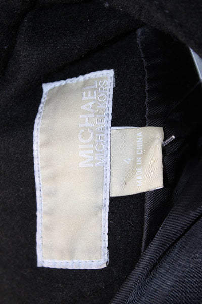 Michael Michael Kors Women Black Wool Blend Toggle Coat Size 4