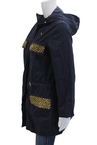 Michael Michael Kors Womens Dark Blue Anorak Parka Cotton Blend Size XS