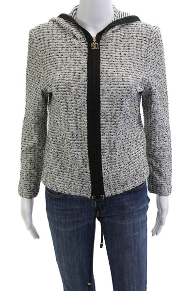 St. John Sport By Marie Gray Women Striped Gray Full Zip Hoodie Size S