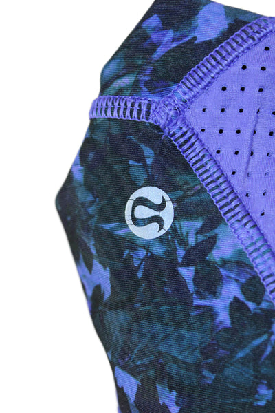 Lululemon Womens Black Floral Capri Leggings Nylon Blend Size 8