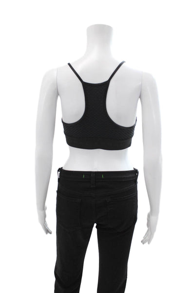Koral Womens Spaghetti Strap Stretch Knit Logo Band Sports Bra Black Size XS