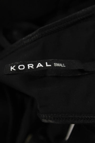 Koral Womens Spaghetti Strap Stretch Knit Logo Band Sports Bra Black Size XS