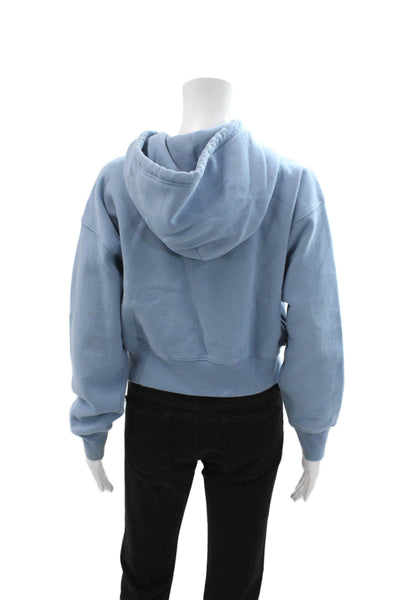 TNA Women Full-Zip Hoodie Light Blue Drawstring Long Sleeve Cotton Size XS