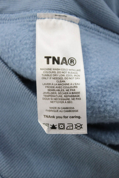 TNA Women Full-Zip Hoodie Light Blue Drawstring Long Sleeve Cotton Size XS