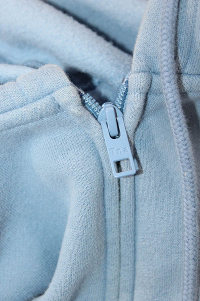 TNA Women Full-Zip Hoodie Light Blue Drawstring Long Sleeve Cotton Size XS