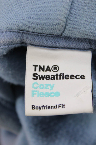 TNA Women Full-Zip Hoodie Light Blue Drawstring Long Sleeve Cotton Size XS