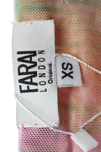 Farai London Women Mini Straight Pencil Skirt Orange Graphic Size XS
