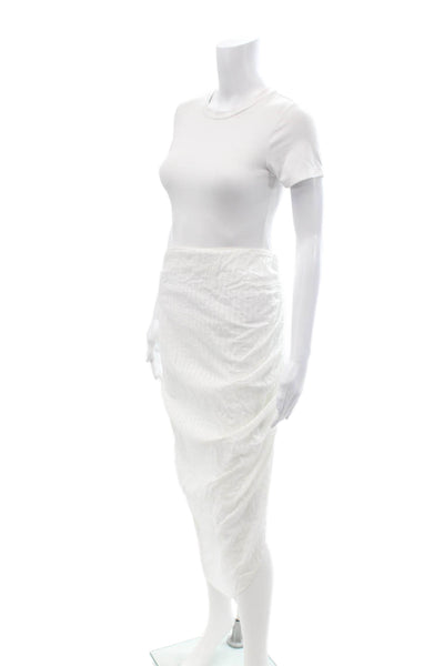 Playa Lucila Women White Cotton Straight Pencil Knee Length Skirt Size M