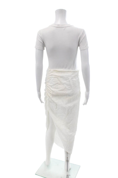 Playa Lucila Women White Cotton Straight Pencil Knee Length Skirt Size M