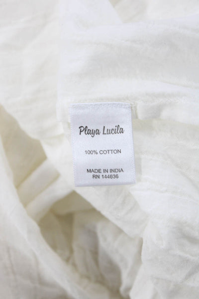 Playa Lucila Women White Cotton Straight Pencil Knee Length Skirt Size M