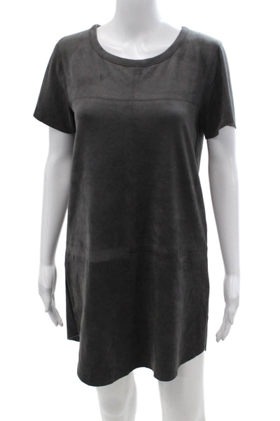 Olivaceous Womens Tee Dress Dark Gray Short Sleeve Round Neck Polyester Size S