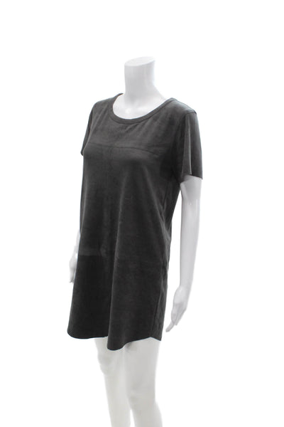 Olivaceous Womens Tee Dress Dark Gray Short Sleeve Round Neck Polyester Size S