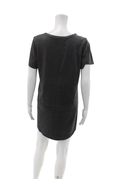 Olivaceous Womens Tee Dress Dark Gray Short Sleeve Round Neck Polyester Size S