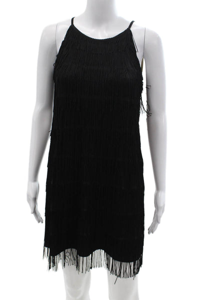 Sabine Womens Shift Dress Black Sleeveless Round Neck Knee Length Size S