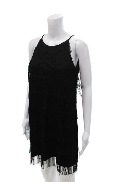 Sabine Womens Shift Dress Black Sleeveless Round Neck Knee Length Size S