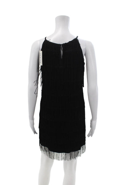 Sabine Womens Shift Dress Black Sleeveless Round Neck Knee Length Size S