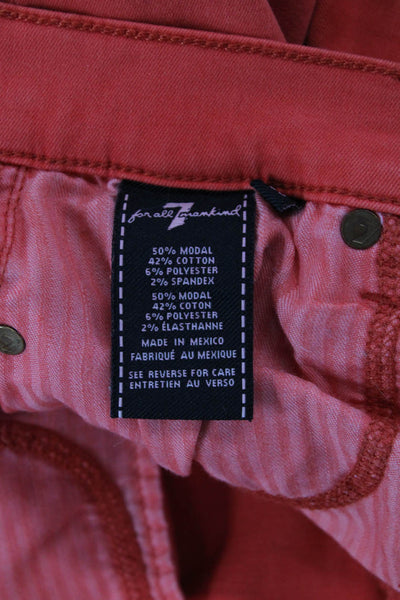7 For All Mankind Womens Skinny Ankle Jeans Red High Rise Cotton Size 26