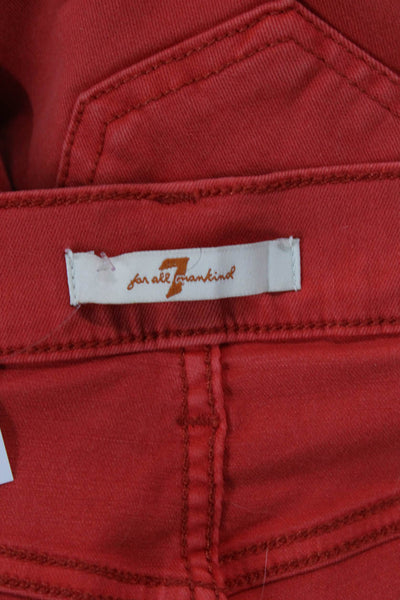7 For All Mankind Womens Skinny Ankle Jeans Red High Rise Cotton Size 26