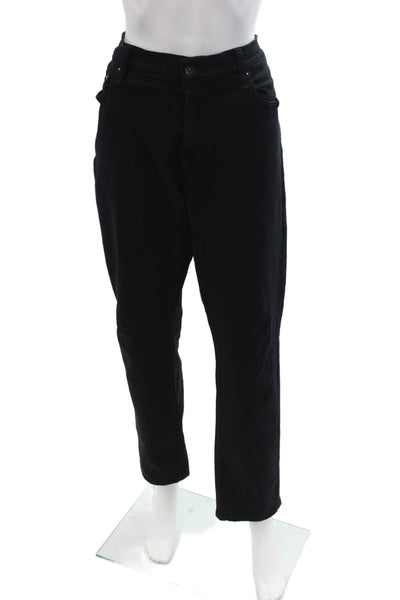 7 For All Mankind Women Cropped Black High Rise Jeans Button Fly Size 31