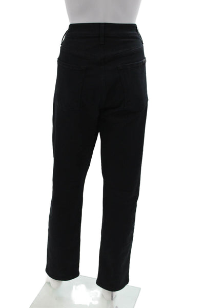 7 For All Mankind Women Cropped Black High Rise Jeans Button Fly Size 31