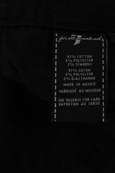 7 For All Mankind Women Cropped Black High Rise Jeans Button Fly Size 31
