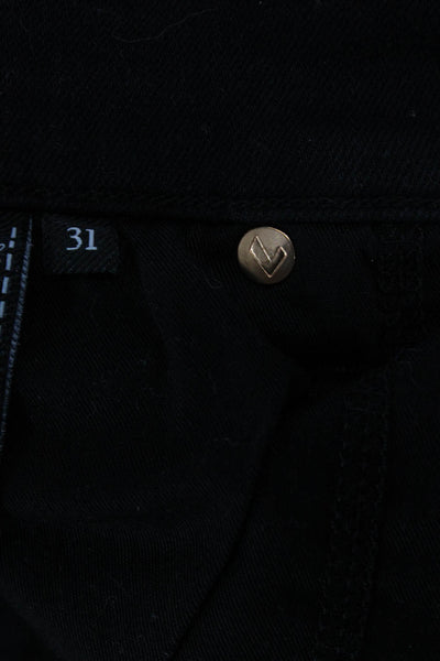 7 For All Mankind Women Cropped Black High Rise Jeans Button Fly Size 31